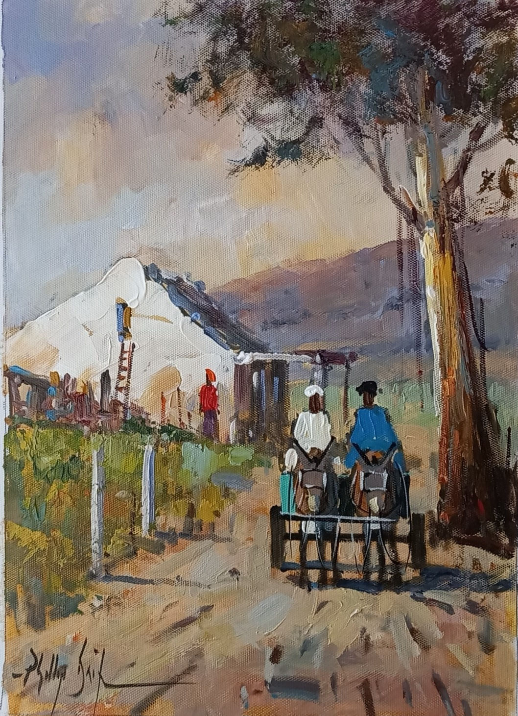 Donkey cart Painting 25x35cm