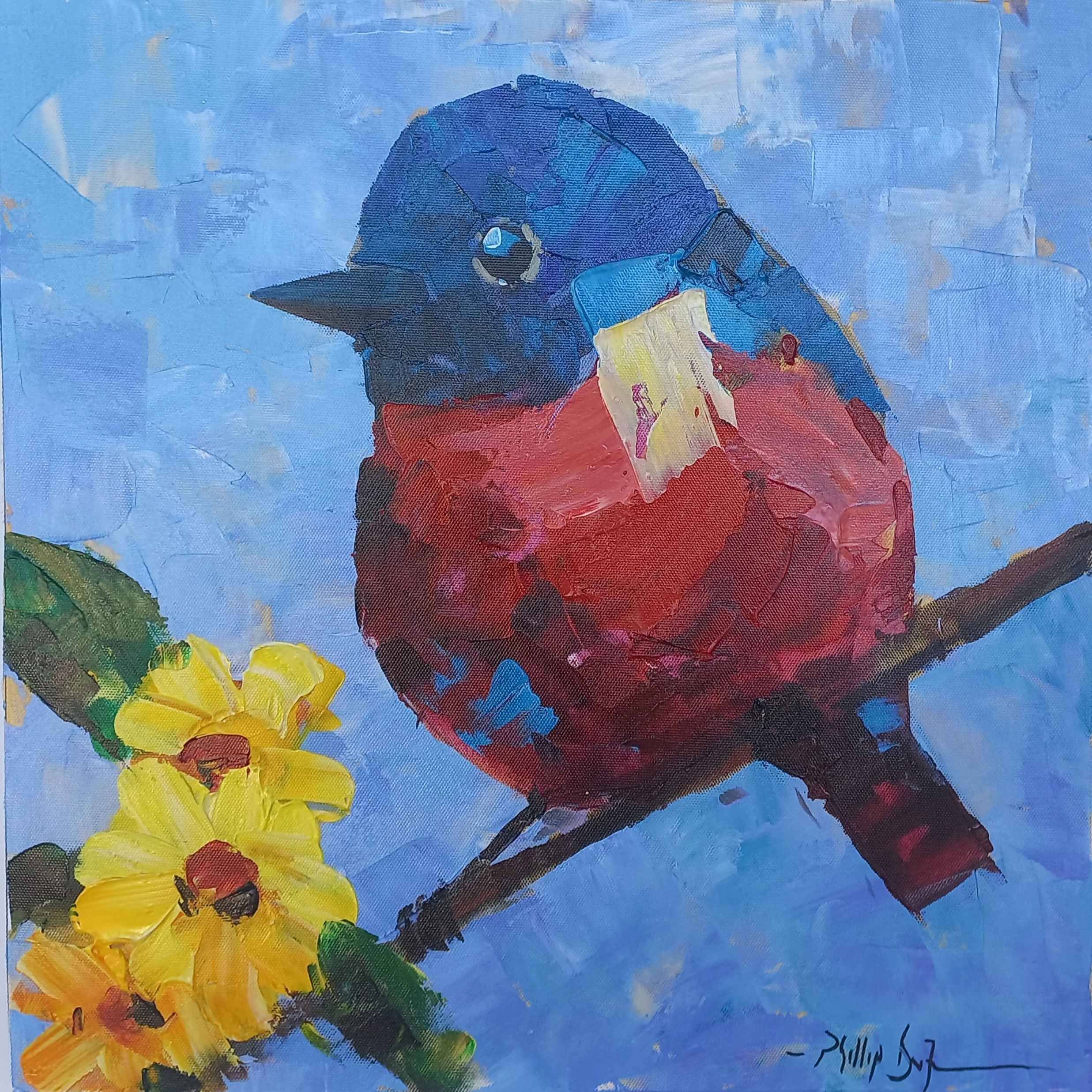 Bird oil painting 40x40cm