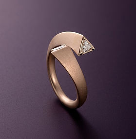toi et moi bague triangle diamants triangles rose gold 18k sanded sablé