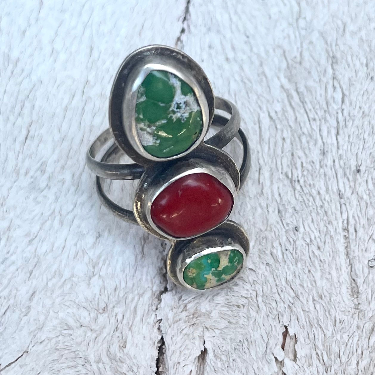 Emerald Valley Turquoise W/ Italian Coral Ring