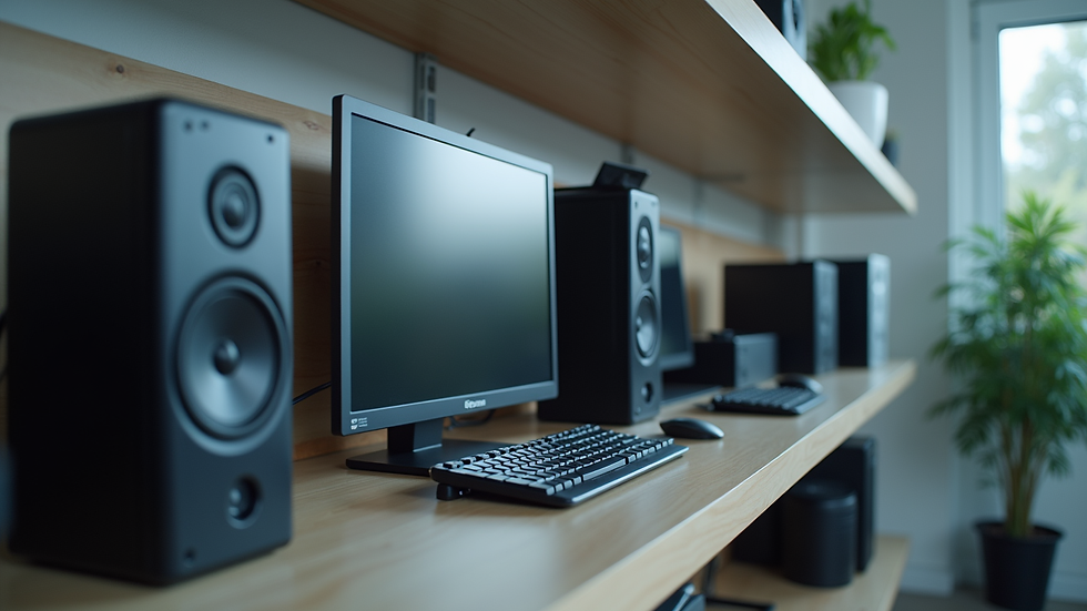 High angle view of a shelf filled with various affordable electronic gadgets