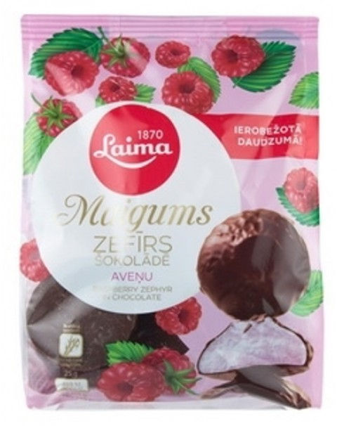 MARSHMALLOW, RASPBERRY FLAVOUR IN CHOC.GLAZING "MAIGUMS", LAIMA 200G
