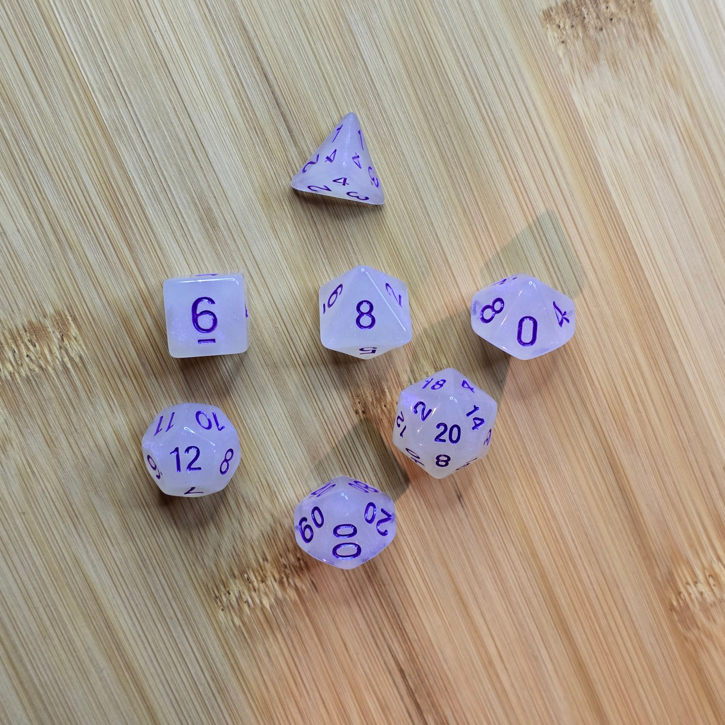 Dés "Nacre précieuse violette" (Pailleté)