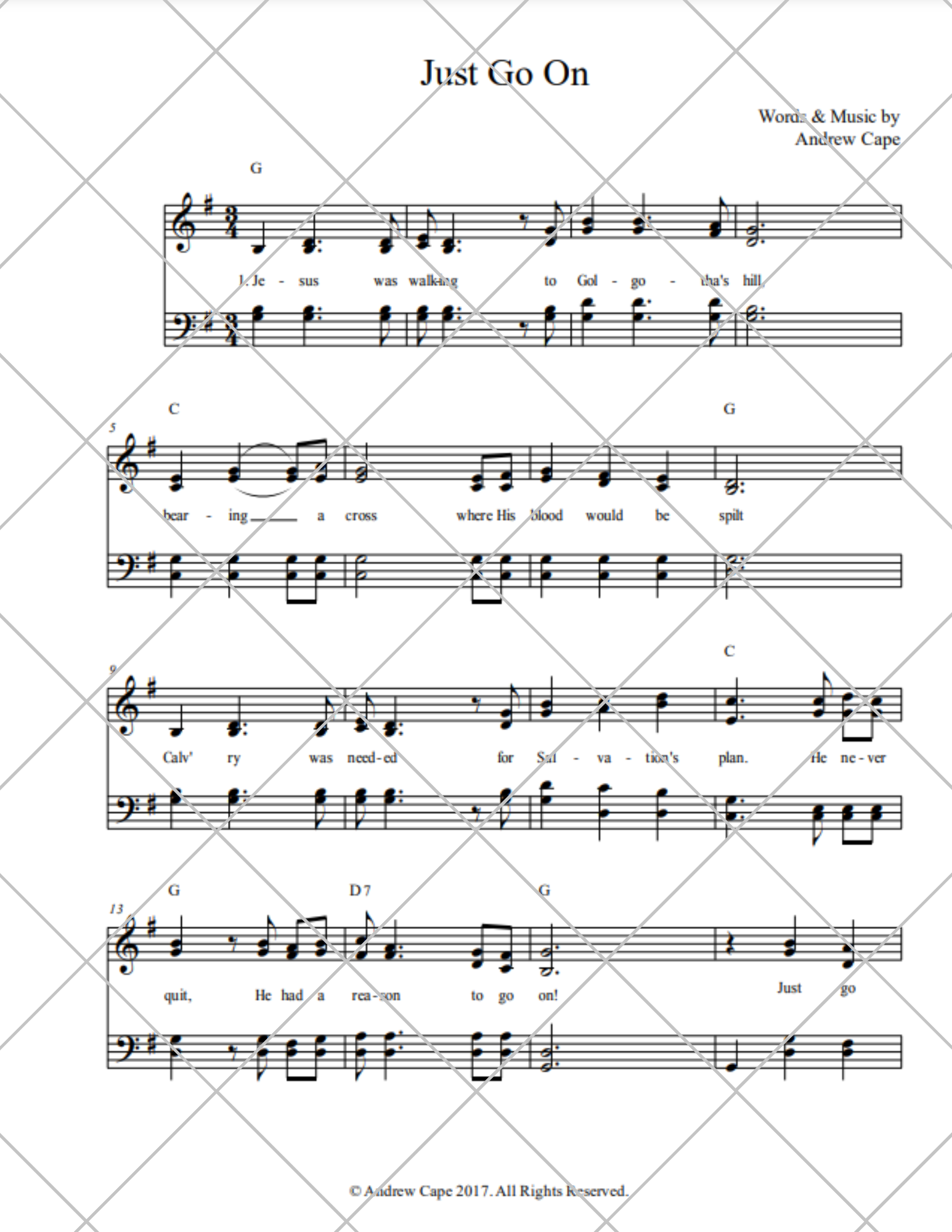 Just Go On | Andrew Cape | SATB Ensemble Arrangement