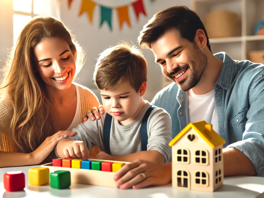 Family sitting and playing together