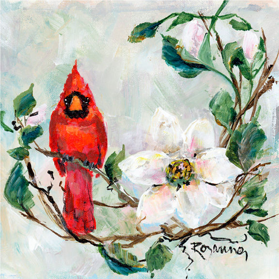 2184 Cardinal w Magnolia Flower