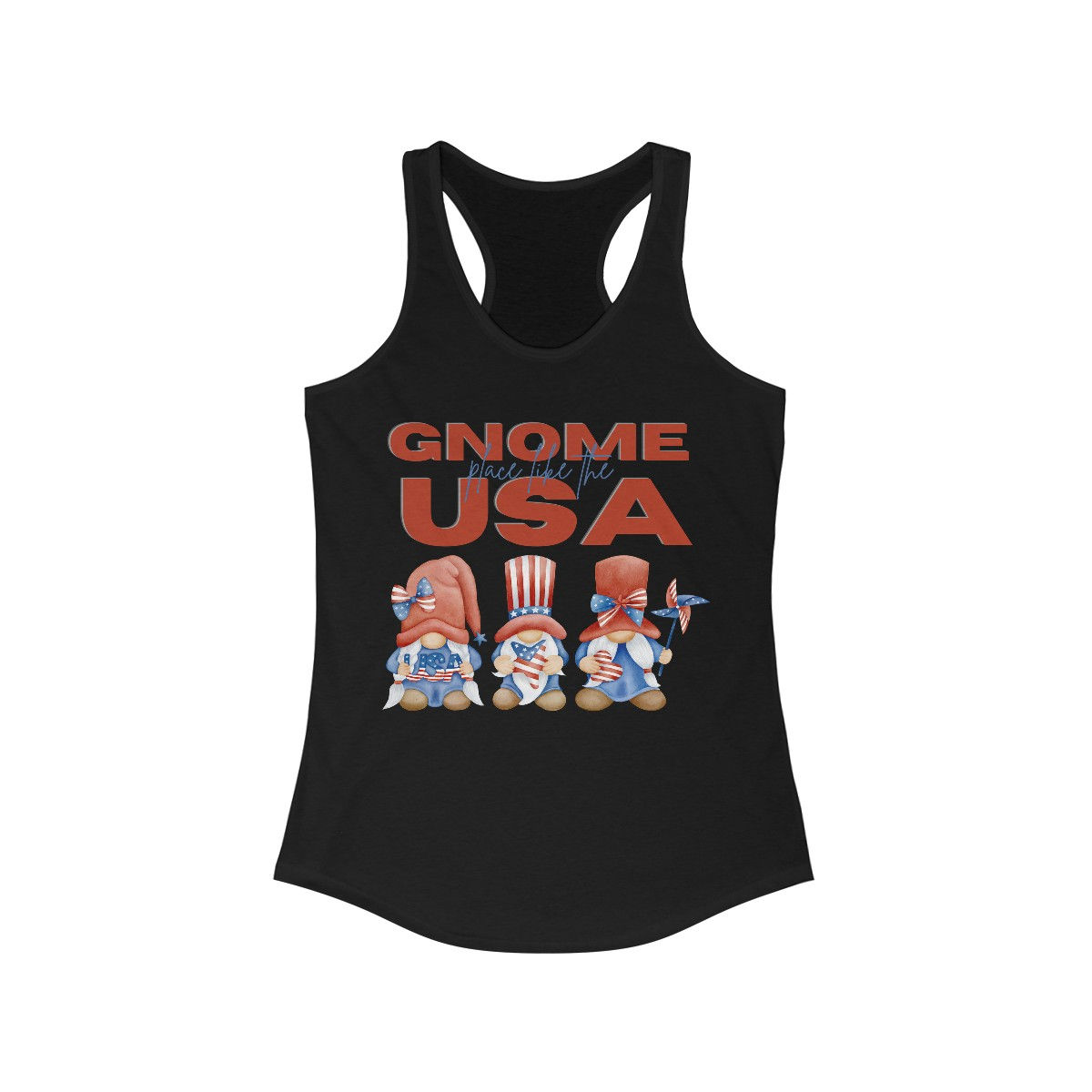 Women's "Gnome Place Like the USA" Racerback Tank