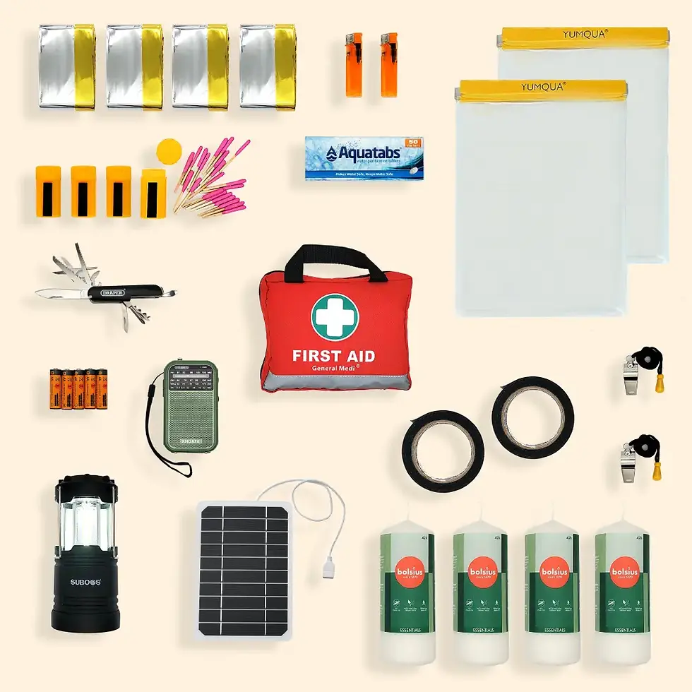 Contenu du kit d'urgence XXL exposé