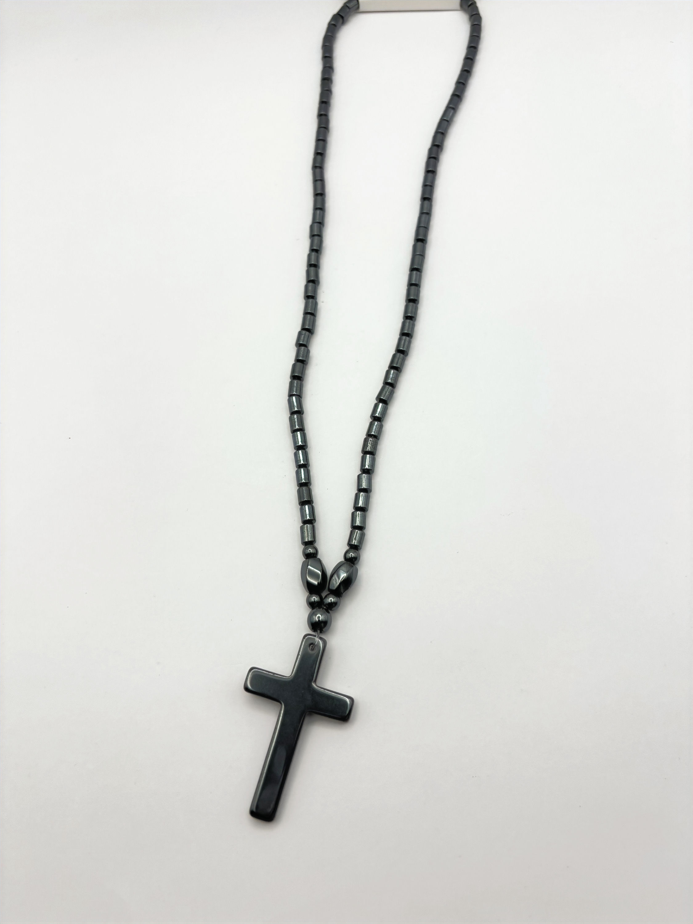 Hematite Cross Beaded Necklace
