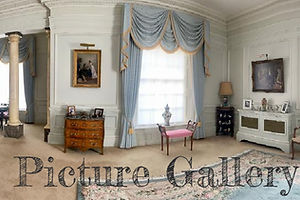 large painted drawing room with marble c