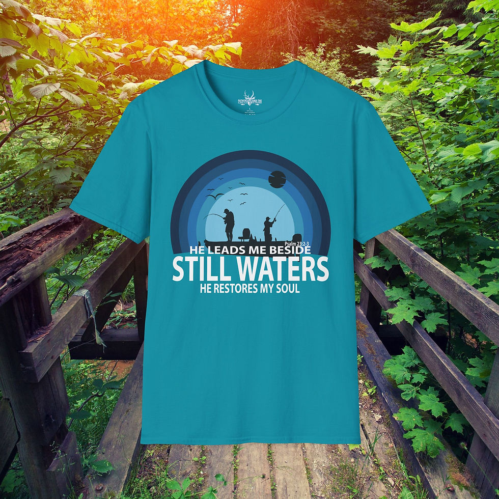 Thumbnail: Psalm 23:2-3 Still Waters Refreshes My Soul - Softstyle T-Shirt