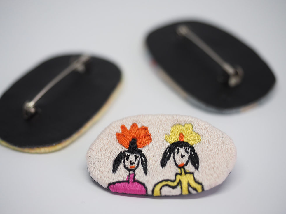 Thumbnail: Hand embroidered brooch based on a children's drawing