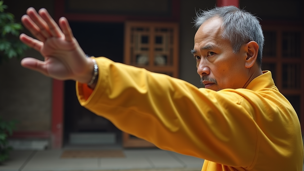 Close-up view of a WingTsun practitioner practicing Chi Sao technique