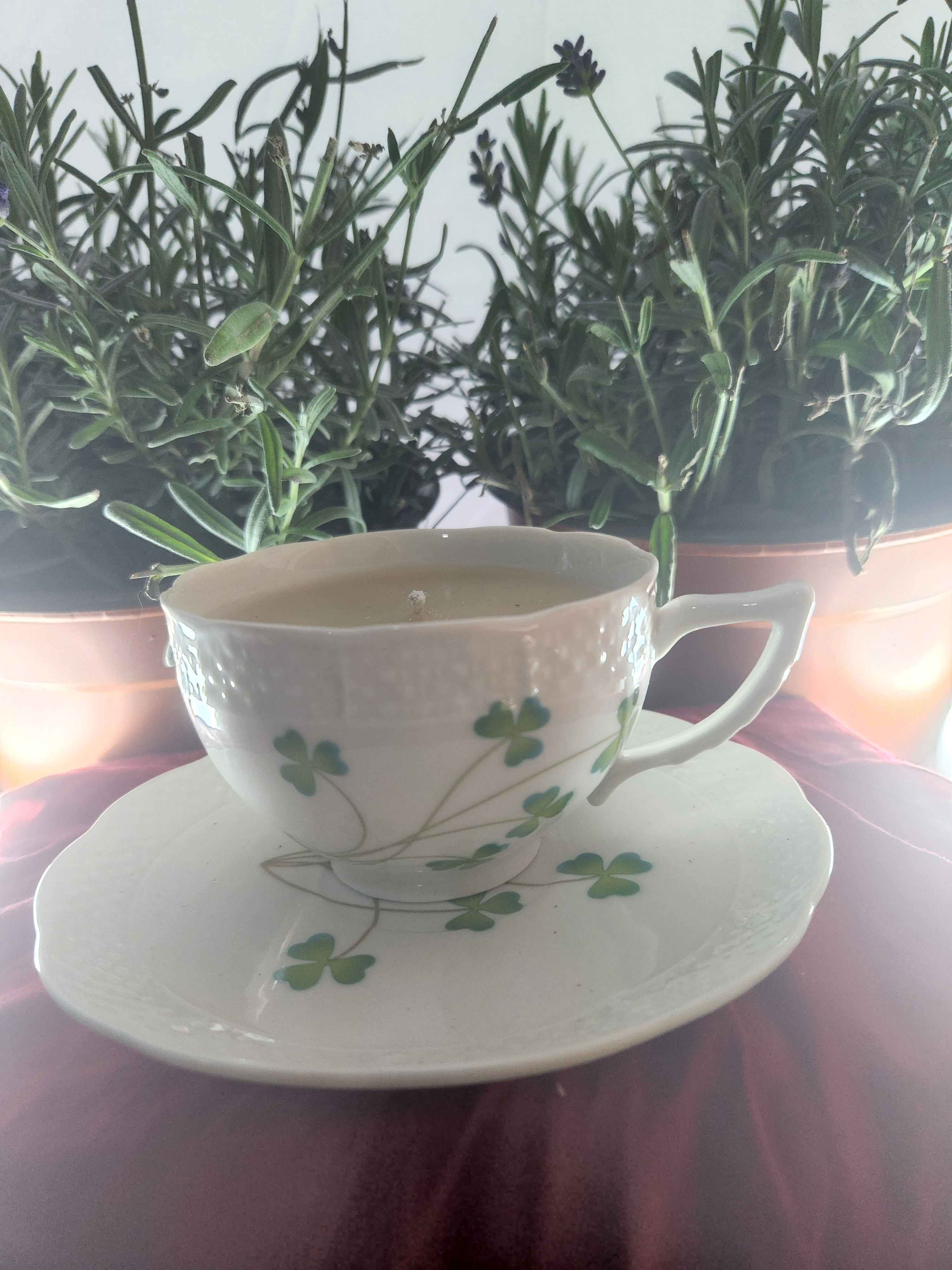 Teacup Candle with Clovers