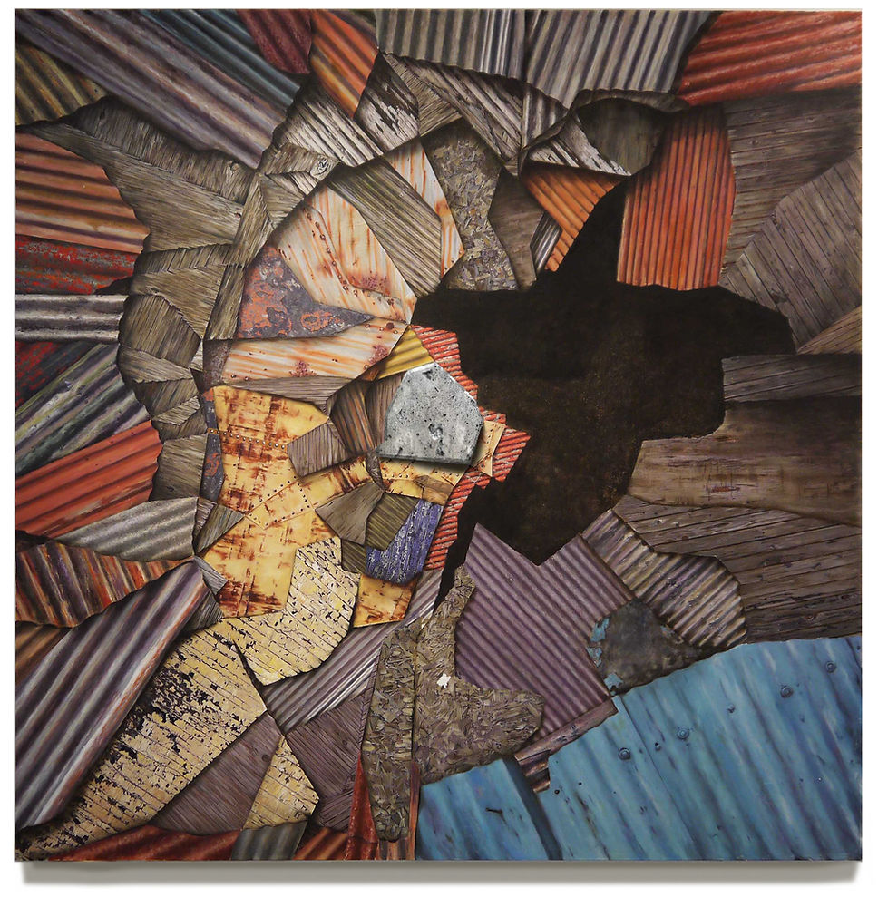 Shanty Town, detail of intersecting rail-line paths with dense junctions and scored surface texture.