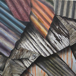 Shanty Town, segment marking historically damaged sites along mapped routes, with notations and relief.