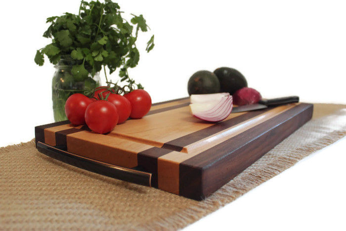 Thumbnail: Thick Striped Cutting Board, Custom Chopping Board With Handles, Engraved Gift