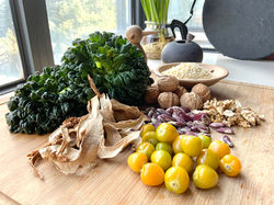 kale, gooseberries, walnuts, sorghum, oyster mushroom, beech beans