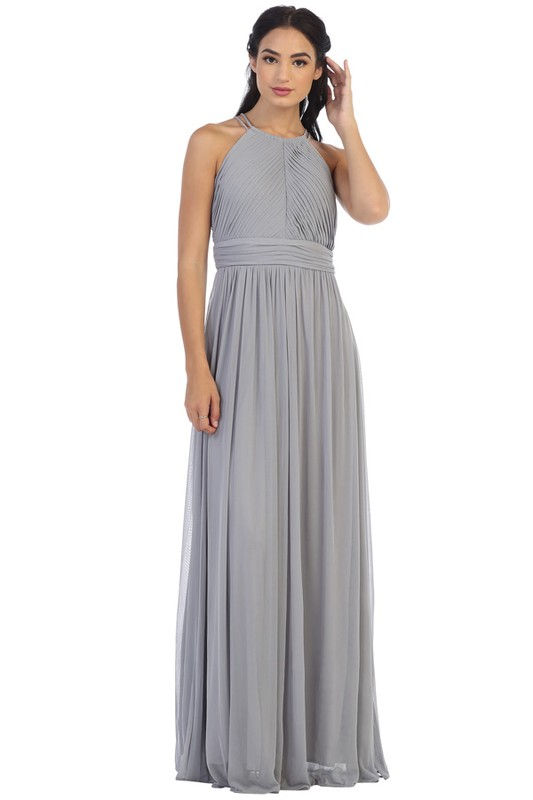 Thumbnail: Pleated Halter Chiffon Bridesmaid Dress