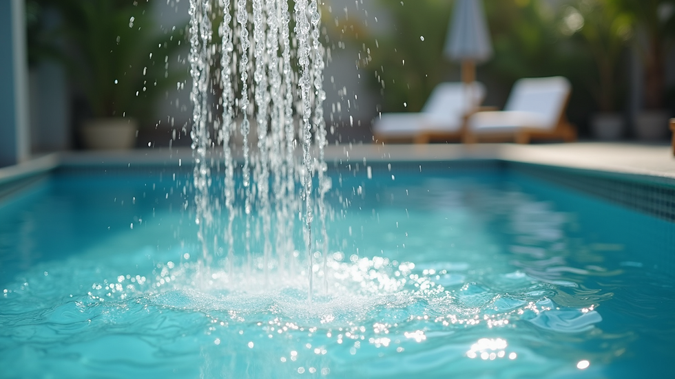 Close-up of clear water from a pool shower perfect for rinsing off