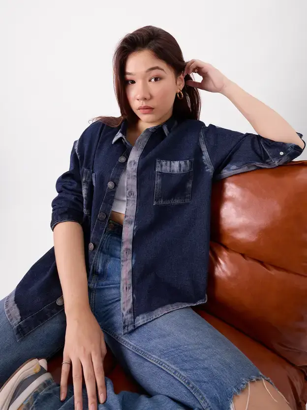 The Souled Store Women Oversized Fit Solid Button Down Collar Casual Shirt