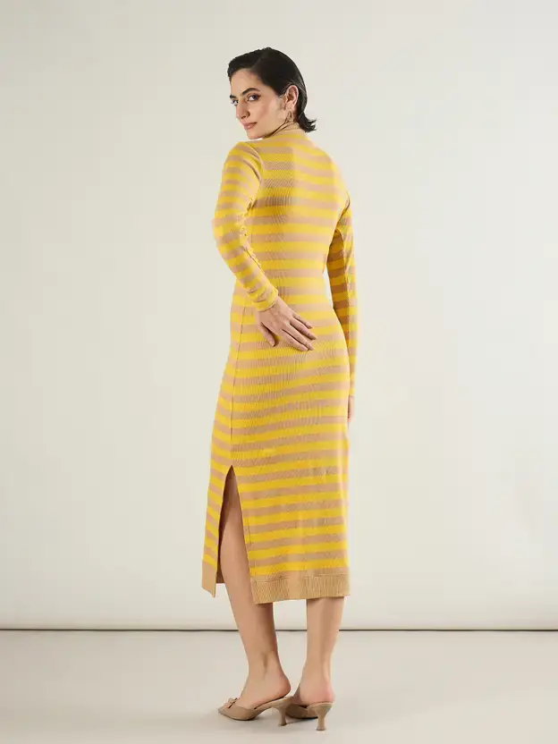 Thumbnail: SASSAFRAS  Women Bodycon Brown Midi/Calf Length Dress