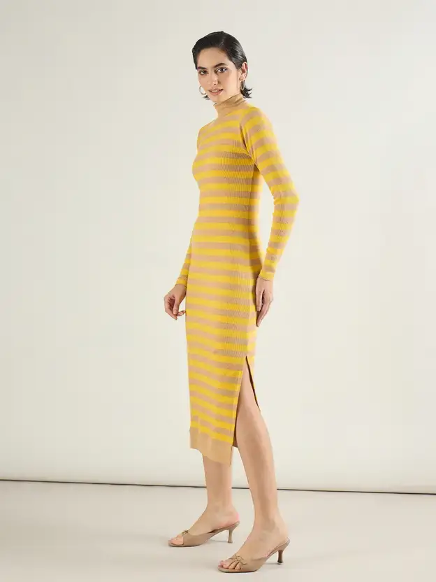 Thumbnail: SASSAFRAS  Women Bodycon Brown Midi/Calf Length Dress