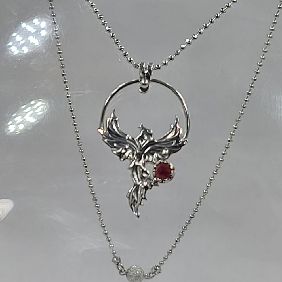 Sterling Silver Garnet Phoenix Pendant