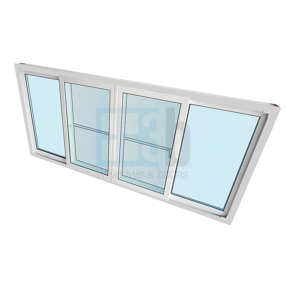 ภาพขนาดย่อ: หน้าต่างบานเลื่อน uPVC 3B ขนาด 240x110 cm มีมุ้ง