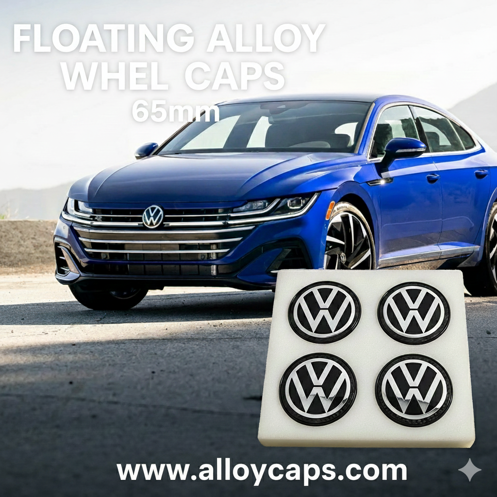 Volkswagen Golf Mk6 Floating Alloy Wheel Centre Caps – 65 mm