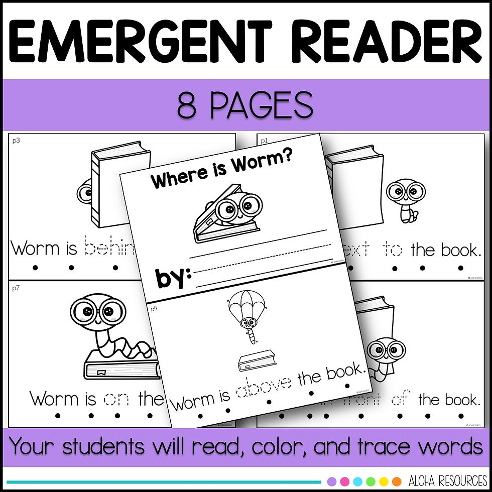 Thumbnail: Where is worm? Back to school Prepositions Emergent Reader
