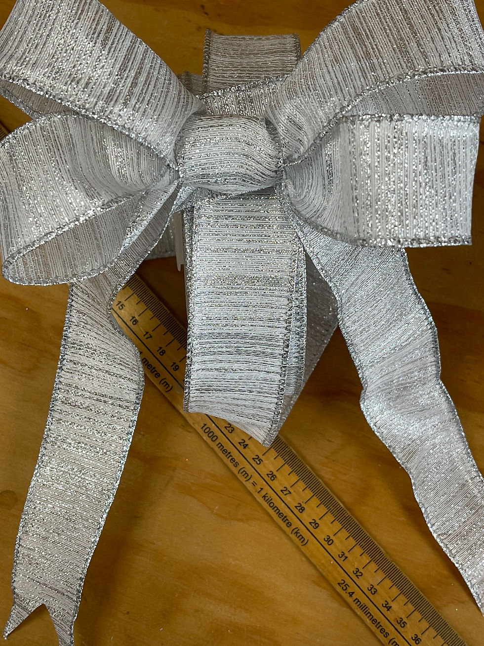 Christmas Silver Ribbon Wired
