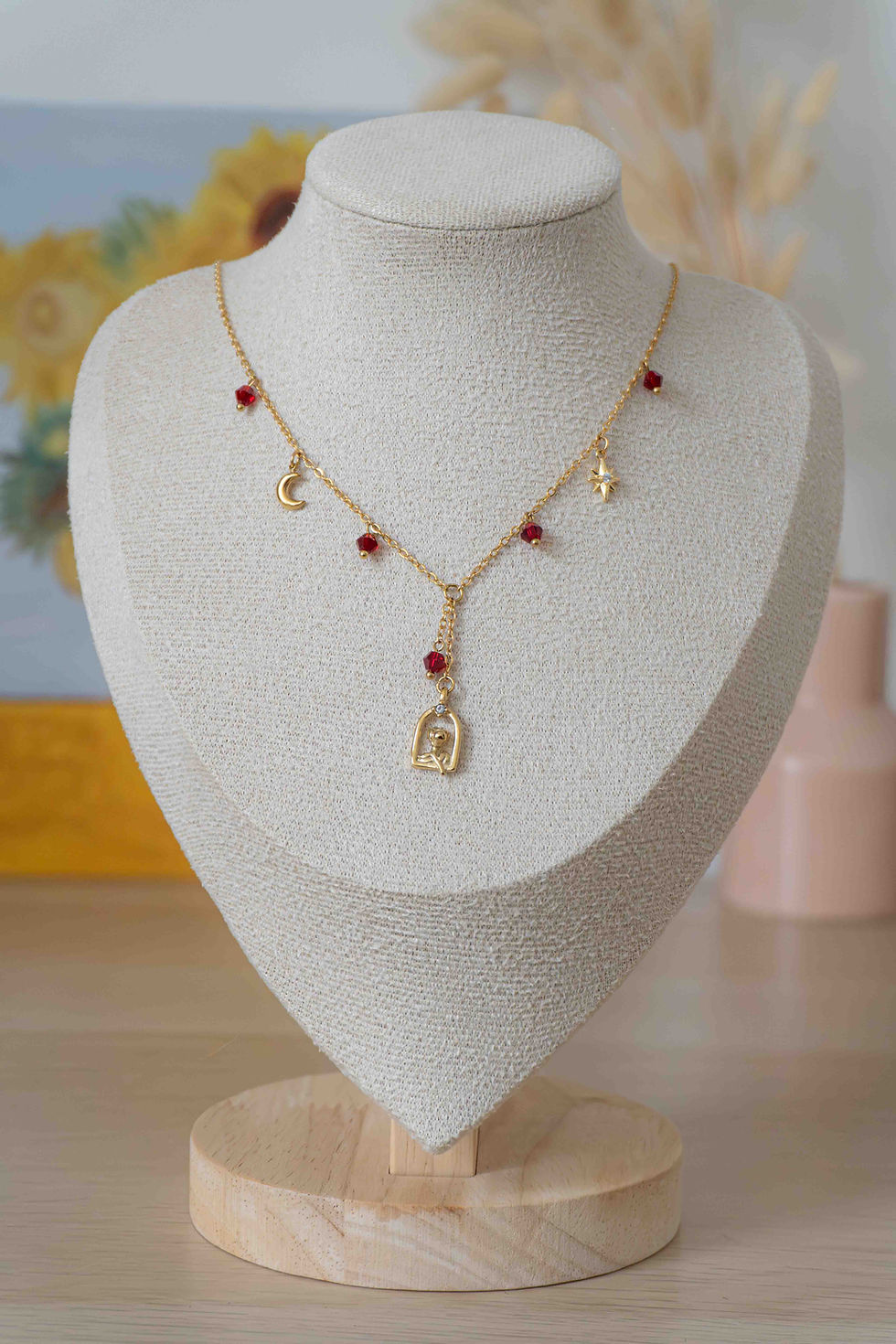✨ Celestial Charm Ketting - Bloody Red