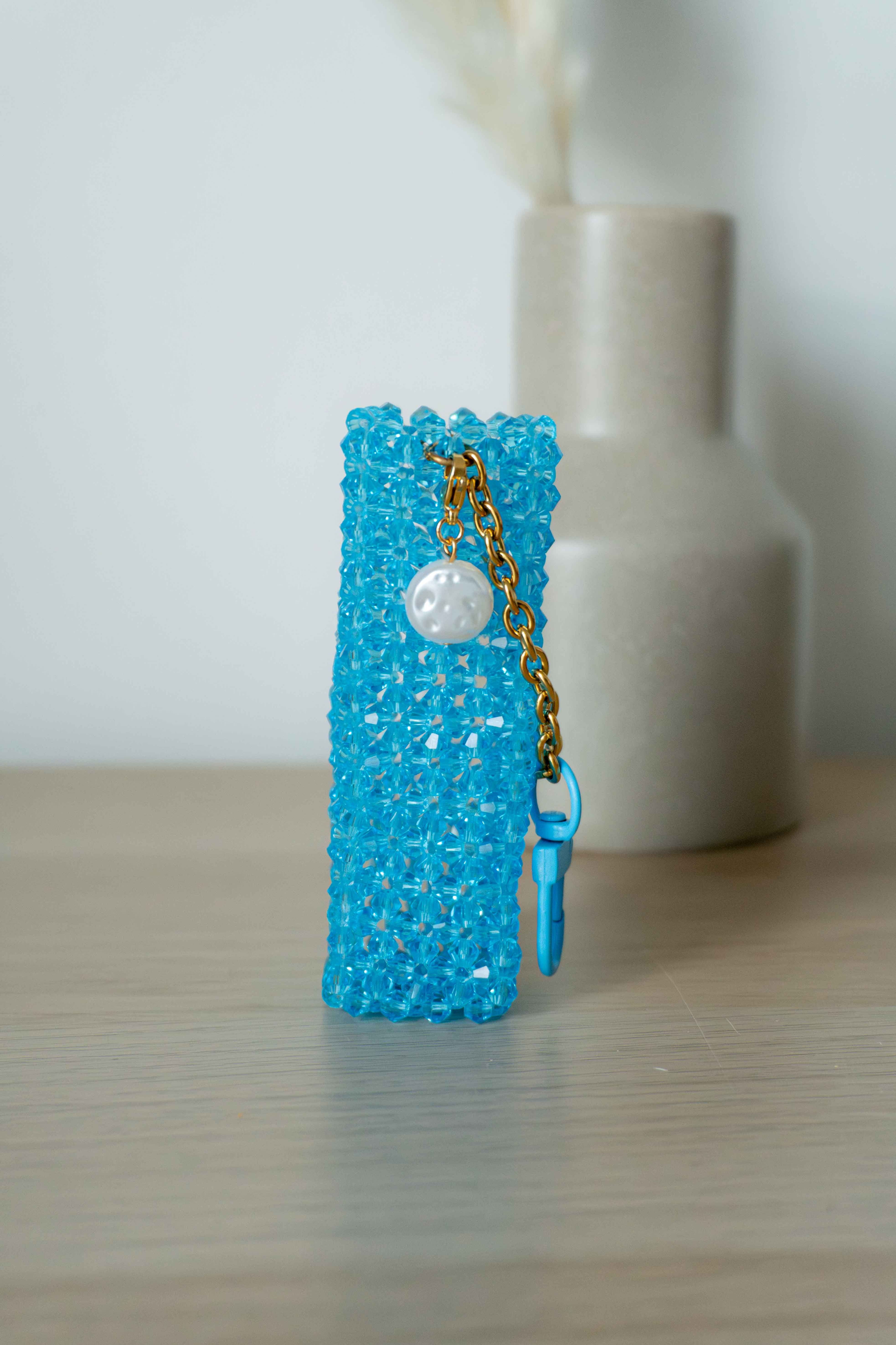 Crystal Beaded Lipgloss Holder - Blauw