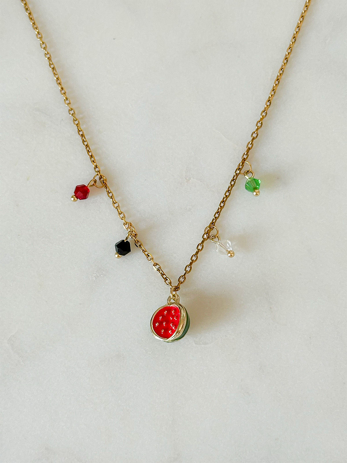 Palestina Ketting Goud – Roestvrijstaal met Watermeloen Bedel 2.0