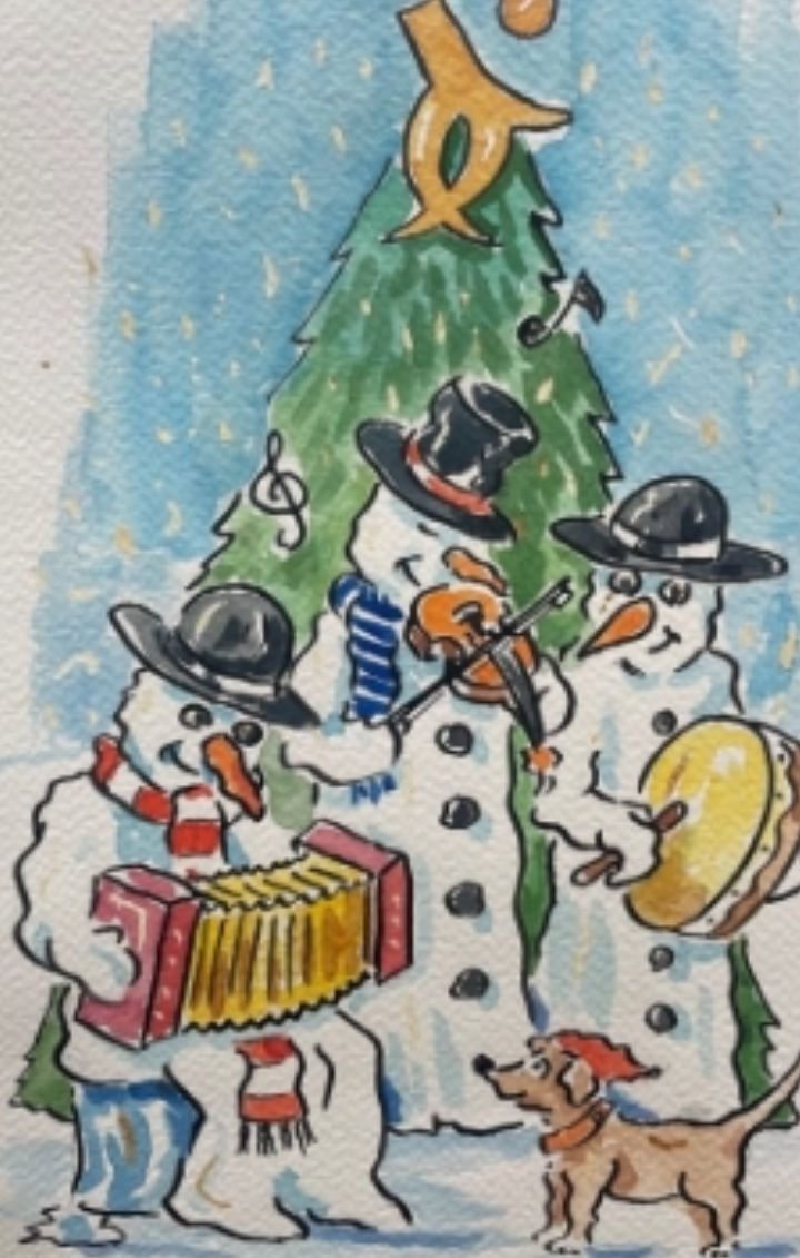 M4P Snowman Band Christmas Card (Pack of 5)