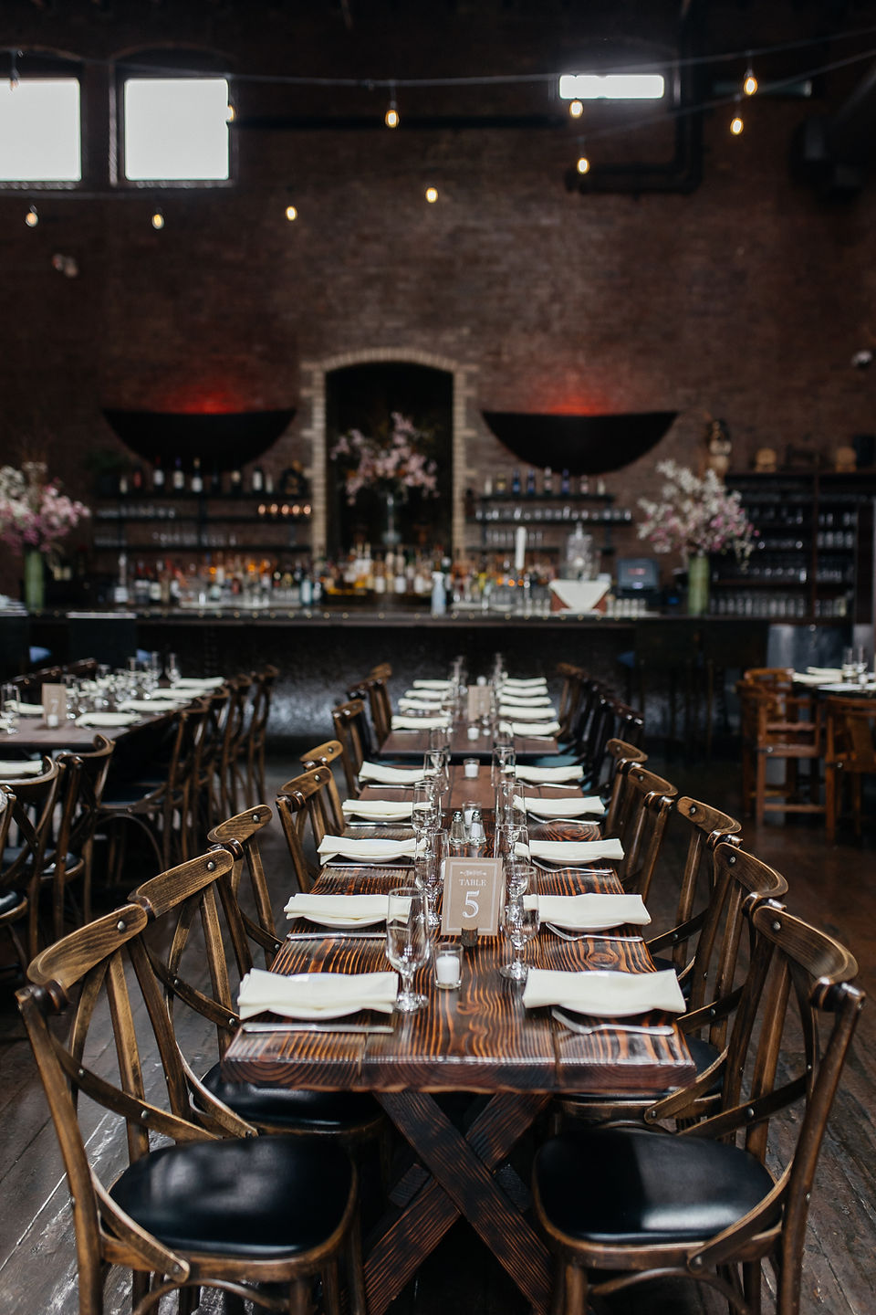 Reception setup inside MyMoon brooklyn wedding venue