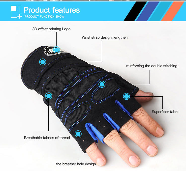Thumbnail: Gym Gloves for Men Women Fitness Weight Lifting Wristband Gloves Body Building T