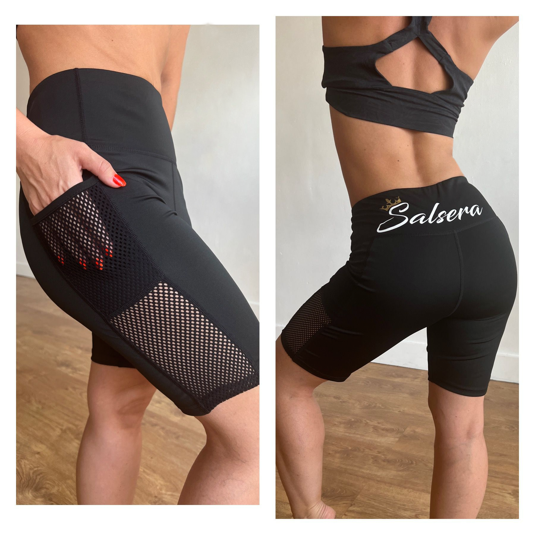 Salsera Long Biker Short Black w/ Mesh