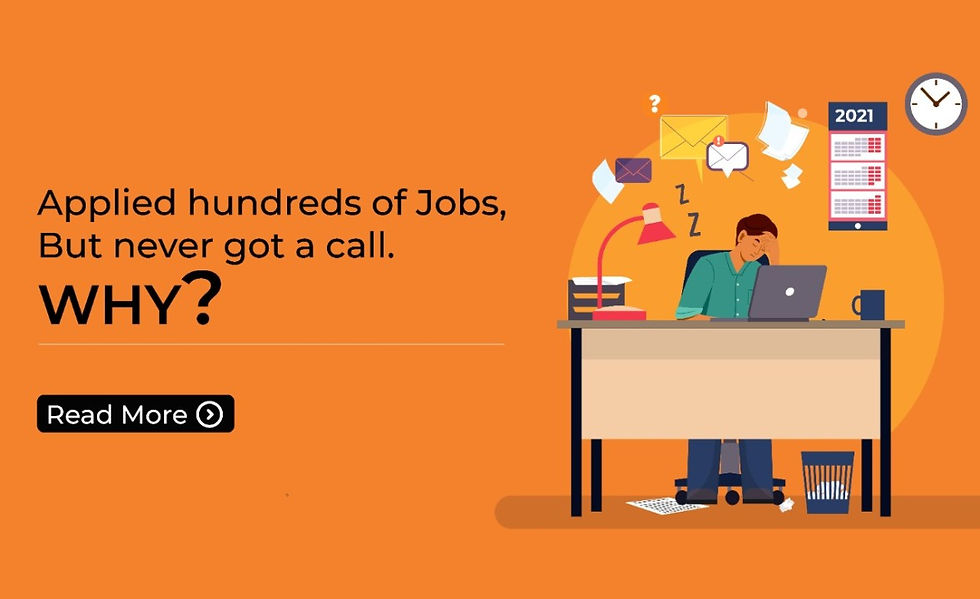 Man at a desk stressed out with the words "Applied for hundreds of jobs but never got a call. Why?"