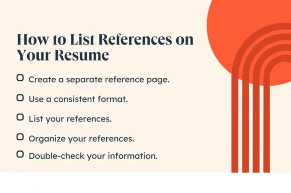 Words "How to list references on your resume - create a separate reference page, use consistent format, organize your references".