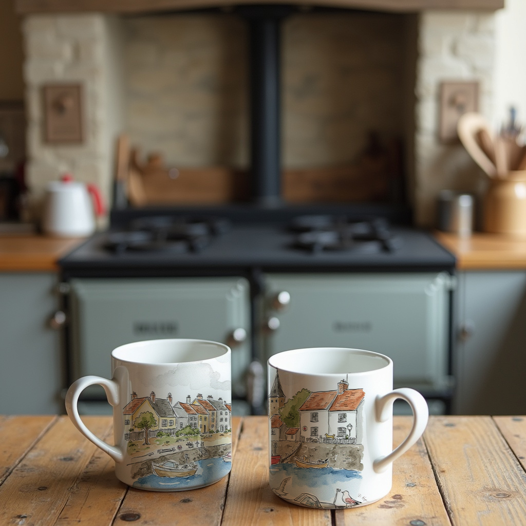 Harbour Mug – 11oz Fine Art Ceramic Mug -Watercolor Harbour Art