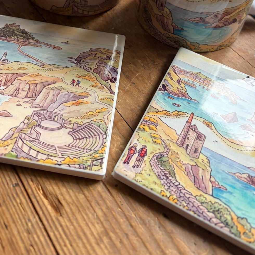 Thumbnail: Cornish Coast Mug and Coaster Set with local landscape art