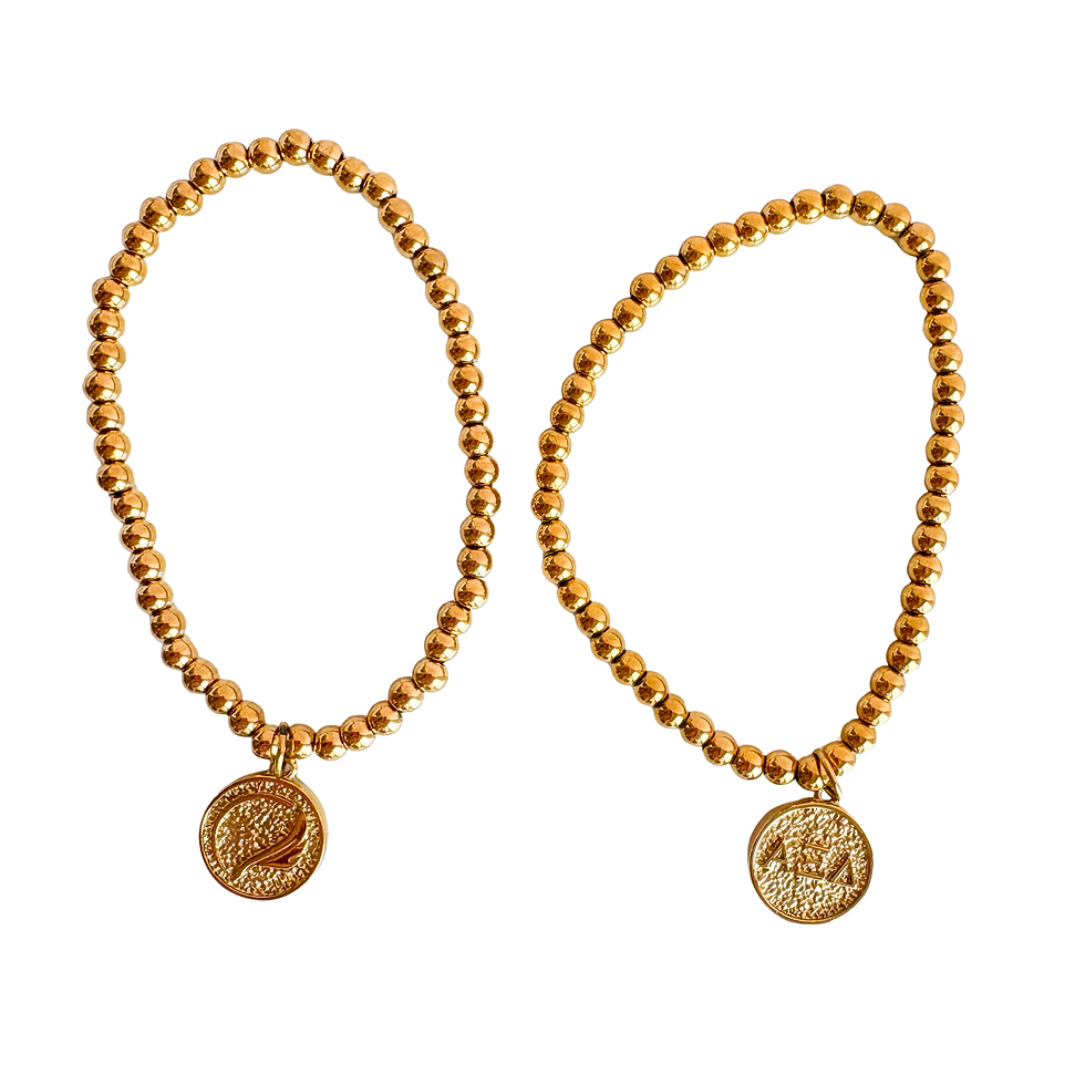 Thumbnail: SP sorority gold bracelet with double sided coin charm