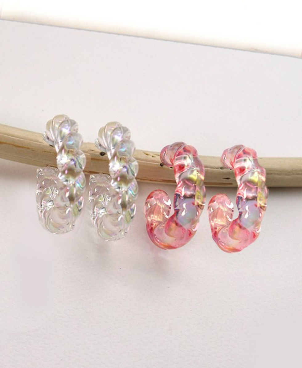 iridescent braided hoop earrings