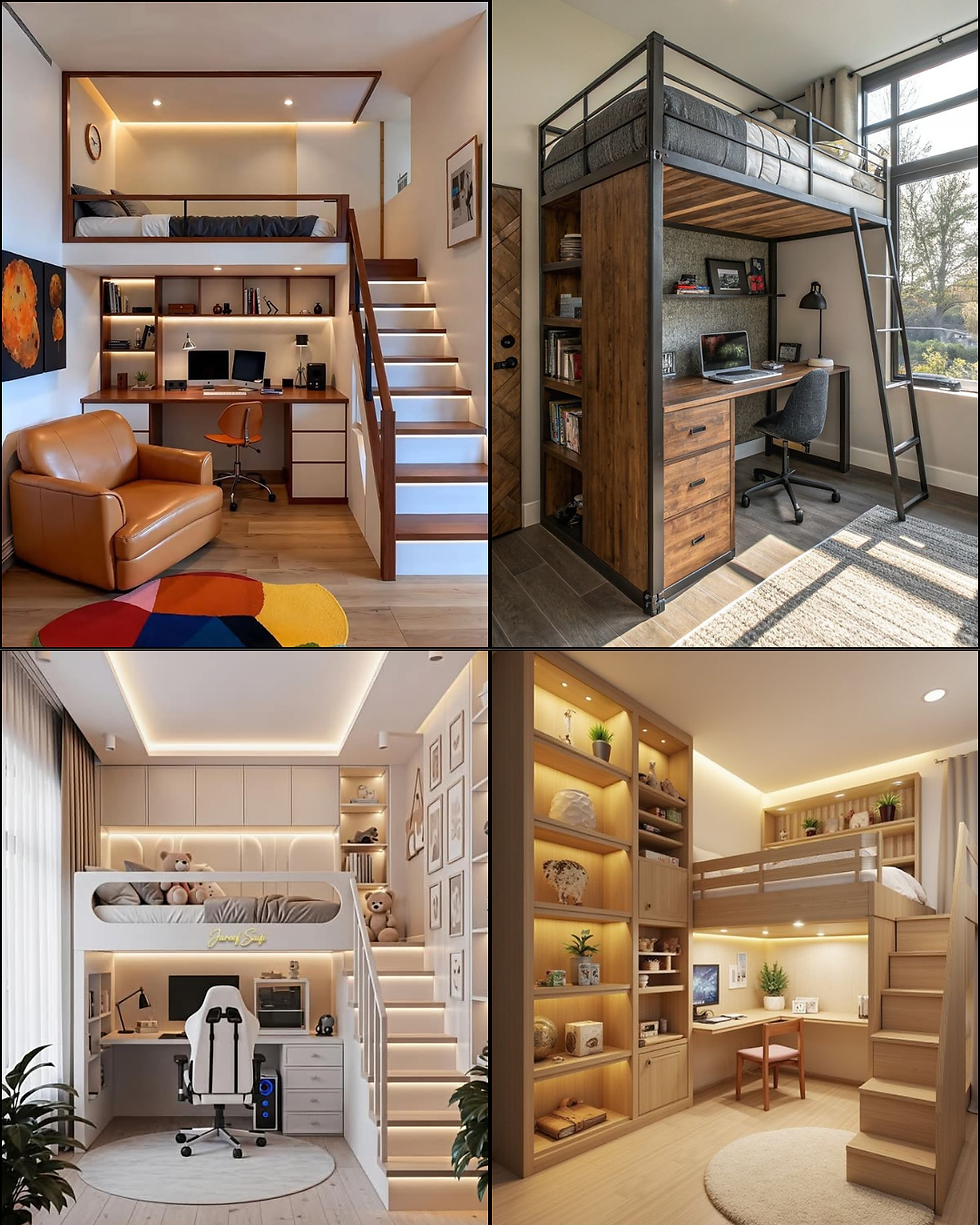 Loft Bed with a Desk Underneath
