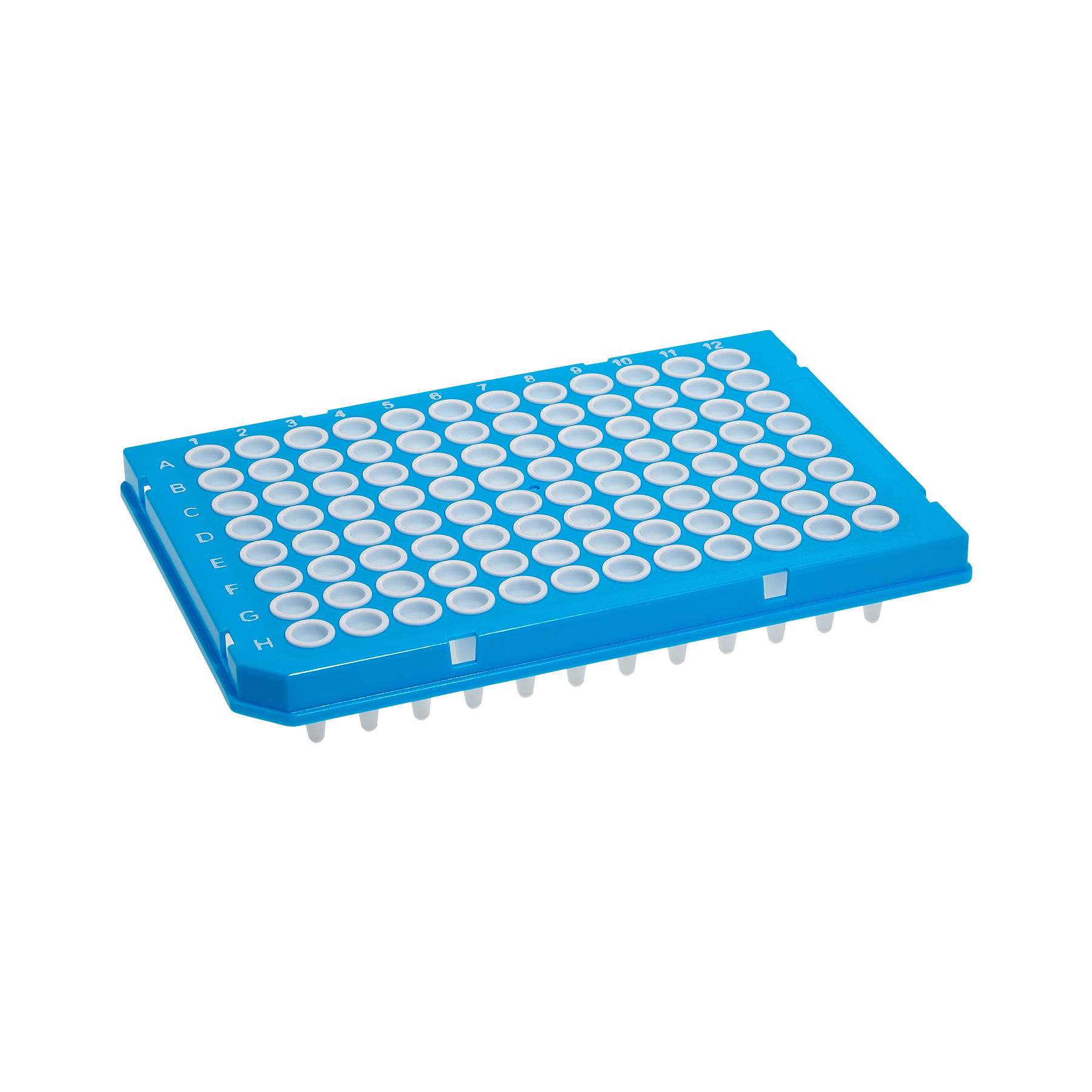 PC/PP PCR plate, half skirt, clear well
