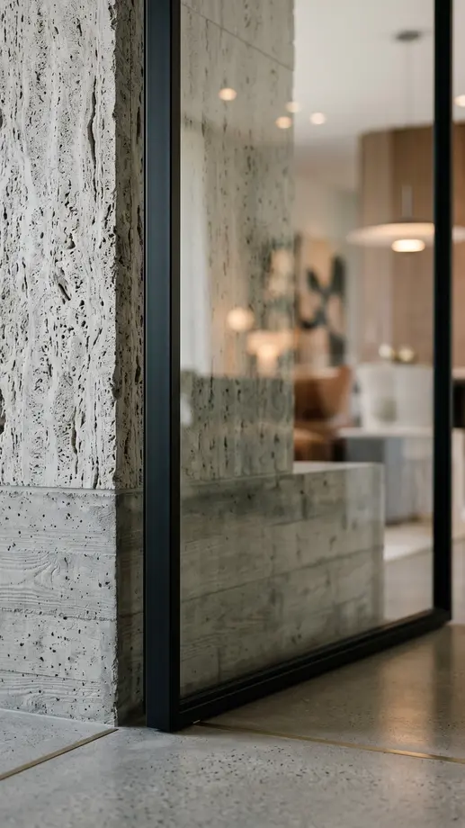 Architekturfotografie Berlin – Steinwand Glasfassade Detailaufnahme, Studio Lesemann