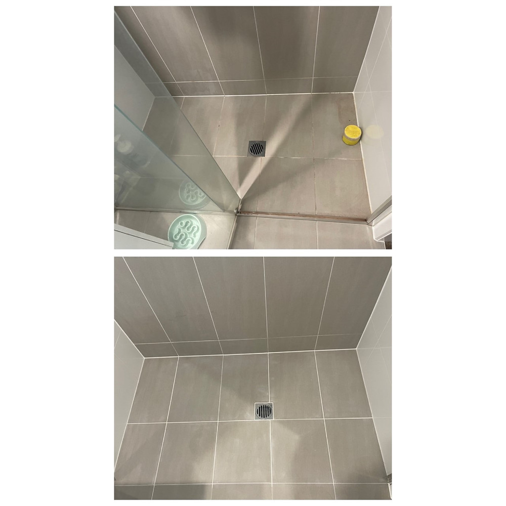 stunning before and after of shower sealed by Sealed Righ Gold Coast