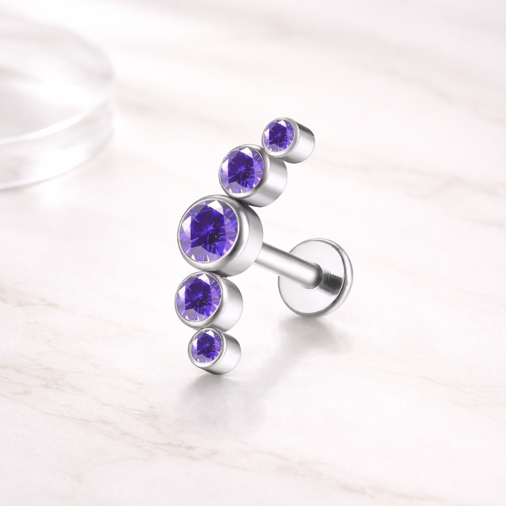 Labret tipo Clúster Titanio F136